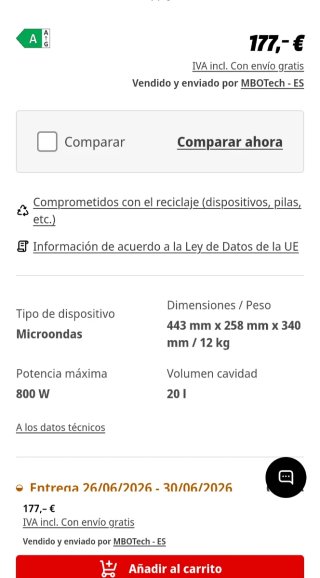 Microondas Panasonic Grill Clase A
