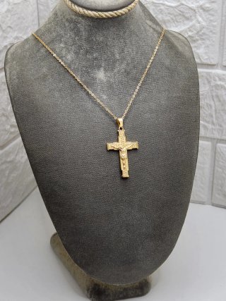 Colgante Cruz Greca Acero Quirúrgico Chapado Oro