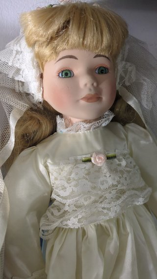 Lote 2 Muñecas Porcelana Vestido Novia Bebé
