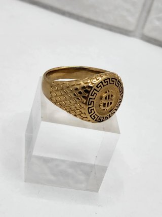 Anillo Dólar Chapado en Oro Acero Quirúrgico