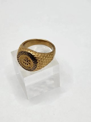 Anillo Dólar Chapado en Oro Acero Quirúrgico