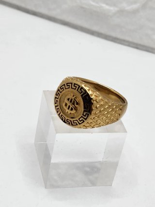 Anillo Dólar Chapado en Oro Acero Quirúrgico