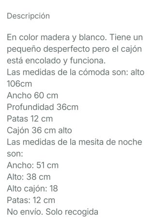 Cómoda de madera con 5 cajones