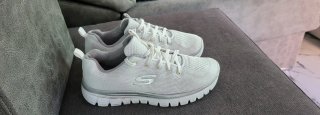 Zapatillas Skechers Talla 37 Blancas y Plateadas