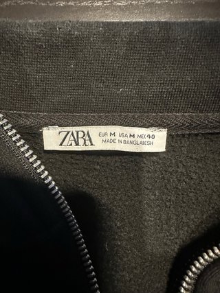 Zara Jersey Media Cremallera Negro