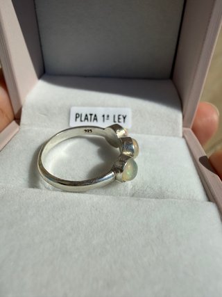 Anillo Plata 925 3 Ópalos Etíopes Naturales