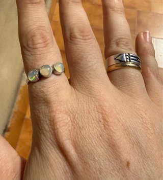 Anillo Plata 925 3 Ópalos Etíopes Naturales
