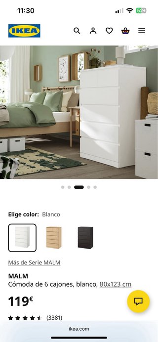Cajonera MALM 6 cajones blanca