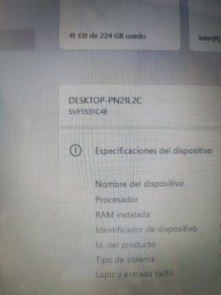 Portátil Sony VAIO i7 para piezas o reparar