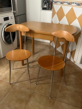 Mesa de cocina y sillas madera 100x60 cm