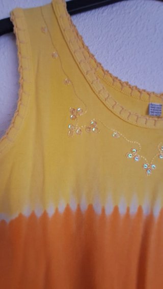Top tirantes lentejuelas naranja/amarillo