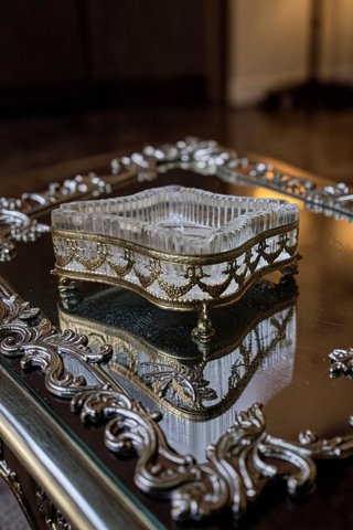 elegante Posacenere  cristallo e bronzo