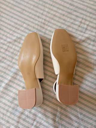 Zapatillas slingback tacón beige Tacones bajitos