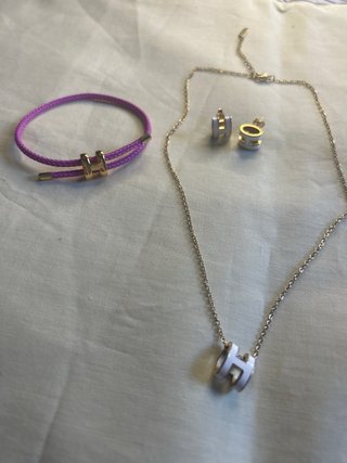 Conjunto collar y pendientes H oro blanco