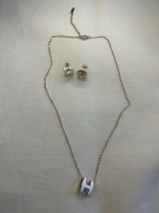 Conjunto collar y pendientes H oro blanco