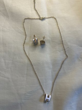 Conjunto collar y pendientes H oro blanco