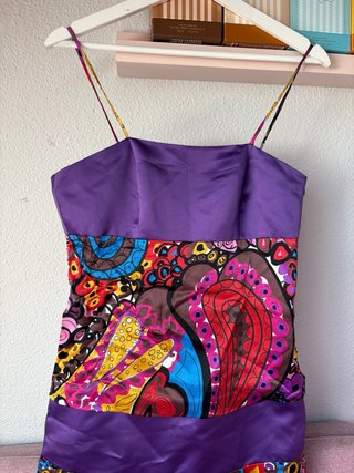 Vestido Morado Estampado Talla 40