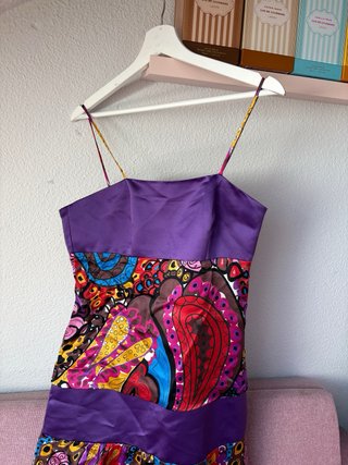 Vestido Morado Estampado Talla 40