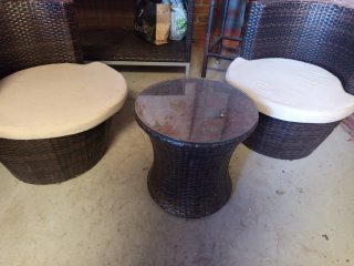 Conjunto Muebles Terraza Mimbre y Cristal