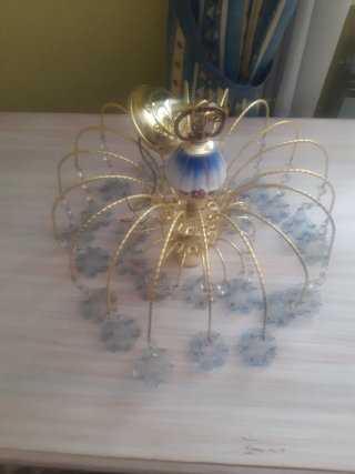 Lámpara colgante de cristal y metal