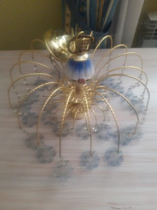 Lámpara colgante de cristal y metal