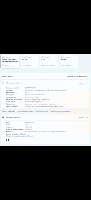 PC Servidor IA Dual Xeon 256GB RAM RTX3070 4Tb X99