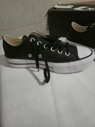 Converse Piel Negras Plataforma