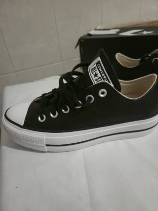 Converse Piel Negras Plataforma