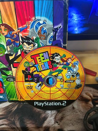🇪🇸 Lote PS2 Slim Negra + Mando + Joya Teen Titan
