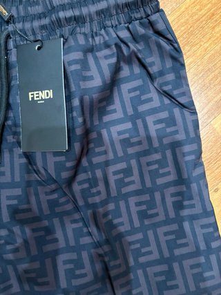Fendi Pantaloncini, costume Nero Logo FF Marrone