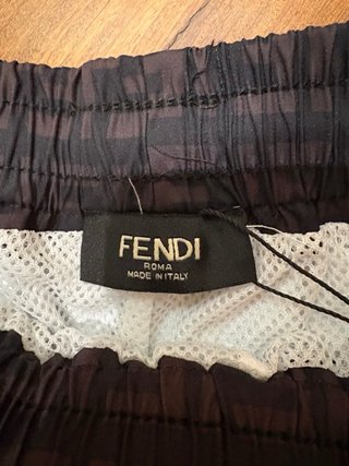 Fendi Pantaloncini, costume Nero Logo FF Marrone