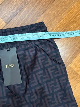 Fendi Pantaloncini, costume Nero Logo FF Marrone