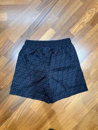 Fendi Pantaloncini, costume Nero Logo FF Marrone