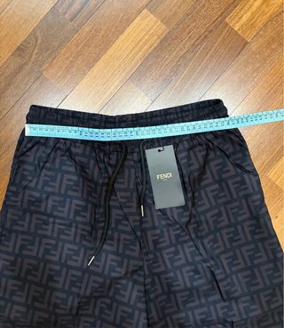 Fendi Pantaloncini, costume Nero Logo FF Marrone