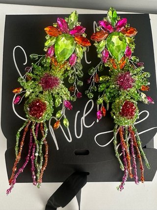 Pendientes Fiesta SamuelyNoemi Verdes y Rosas