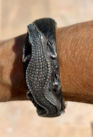 Pulsera Lou Guerin Vintage Cocodrilo Plata