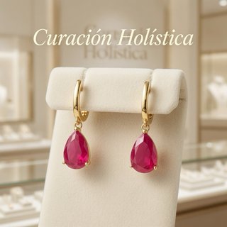 Pendientes Ruby Rose Gota Baño Oro 18k Plata 925