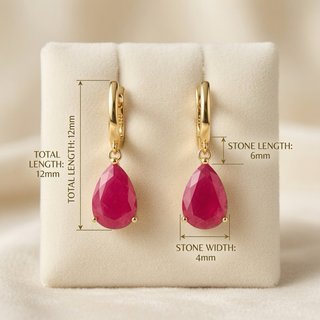 Pendientes Ruby Rose Gota Baño Oro 18k Plata 925