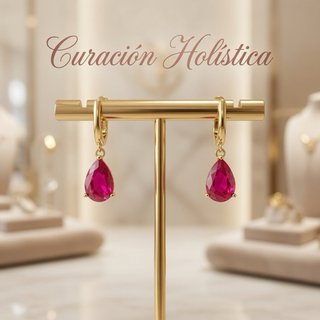 Pendientes Ruby Rose Gota Baño Oro 18k Plata 925