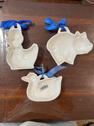 Set 3 Decorazioni Porcellana Cigno, Maiale e paper