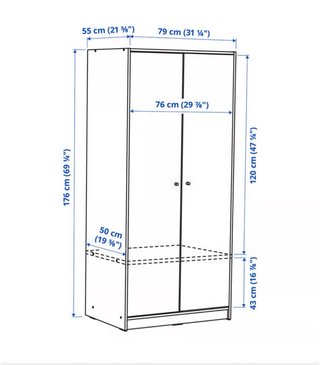 Armario IKEA KLEPPSTAD blanco 79x55x176 cm