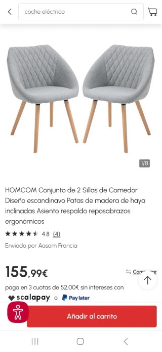 Silla cocina _ comedor gris perla ergonómica