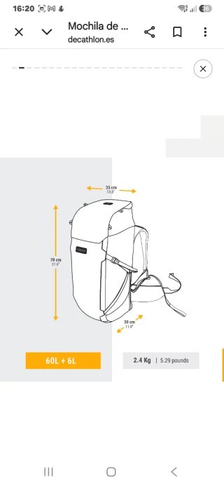 Mochila Montaña FORCLAZ Mujer 60+6L