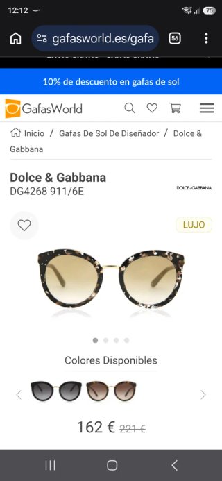 Gafas de sol Dolce Gabana con certificado.