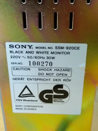 MONITOR CRT SONY MODELLO SSM-920CE 9" VINTAGE