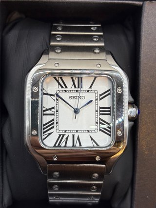 Seiko Mod Santos Plata/Blanco 38mm