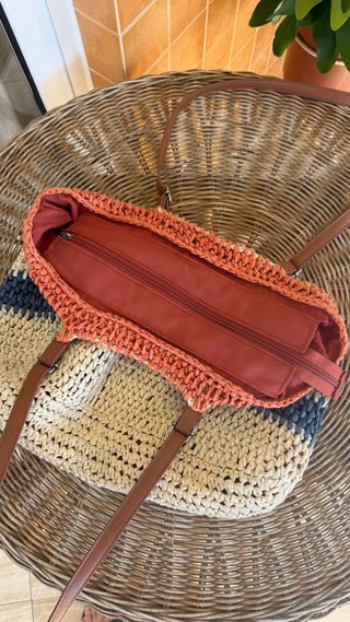 Bolso de rafia tejido multicolor