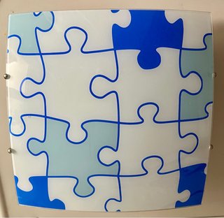 Plafón infantil puzzle azul y blanco