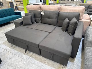 Sofá Cama Gris con Puff y Arcón