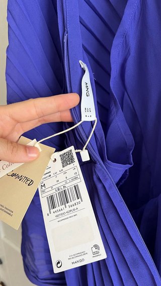 Vestido lila plisado Mango talla M